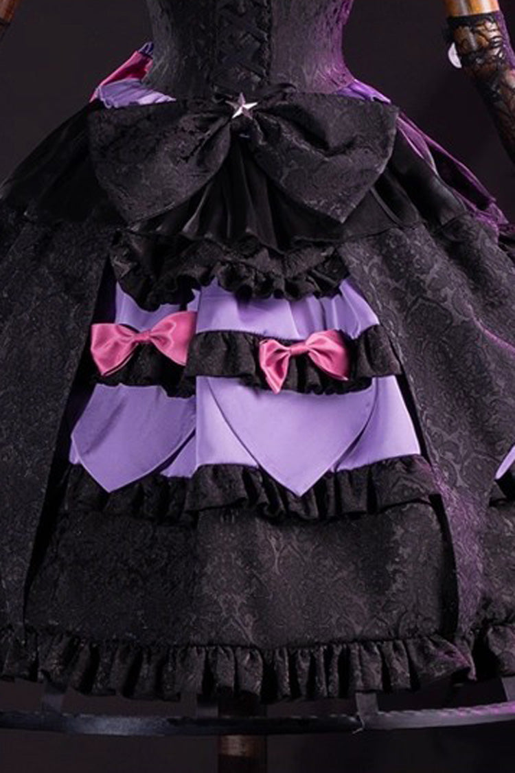 Black/Purple [Identity V] Ruffle Cardigan Bowknot Lace-Up Gothic Anime Cosplay Lolita Jsk Dress