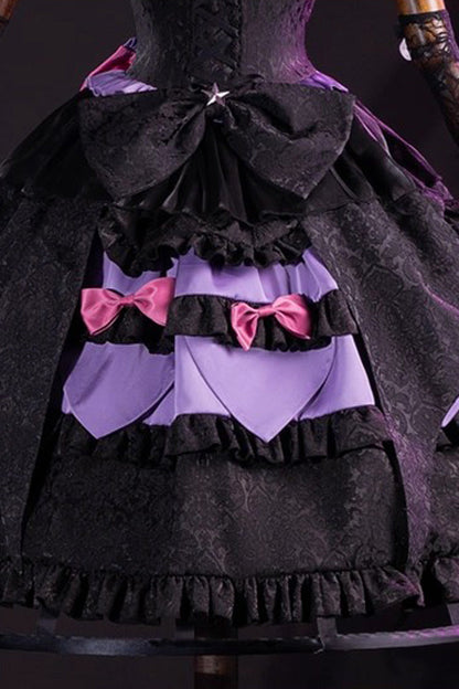 Black/Purple [Identity V] Ruffle Cardigan Bowknot Lace-Up Gothic Anime Cosplay Lolita Jsk Dress