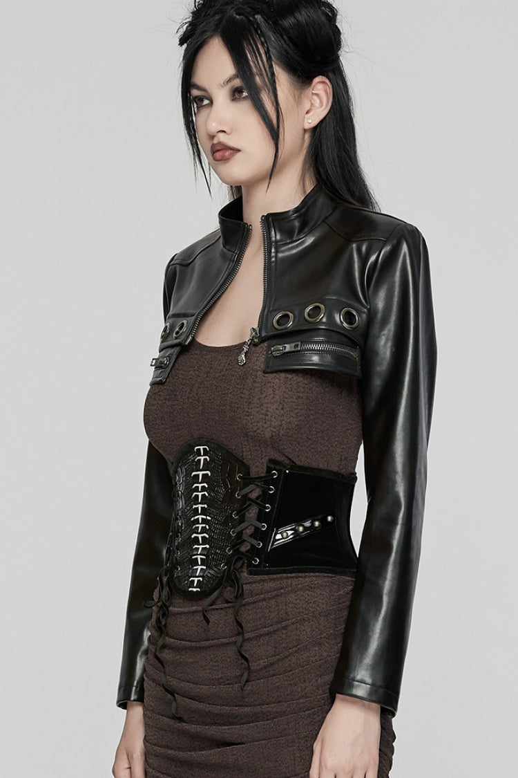 Black Skeleton Lace-Up Women's Punk Underbust Corset