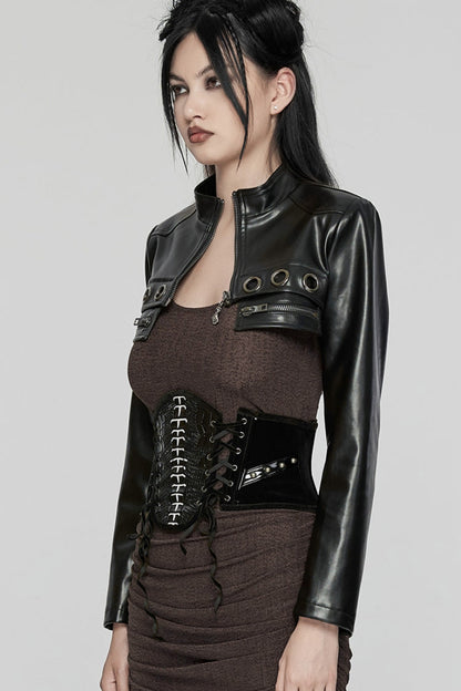 Black Skeleton Lace-Up Women's Punk Underbust Corset