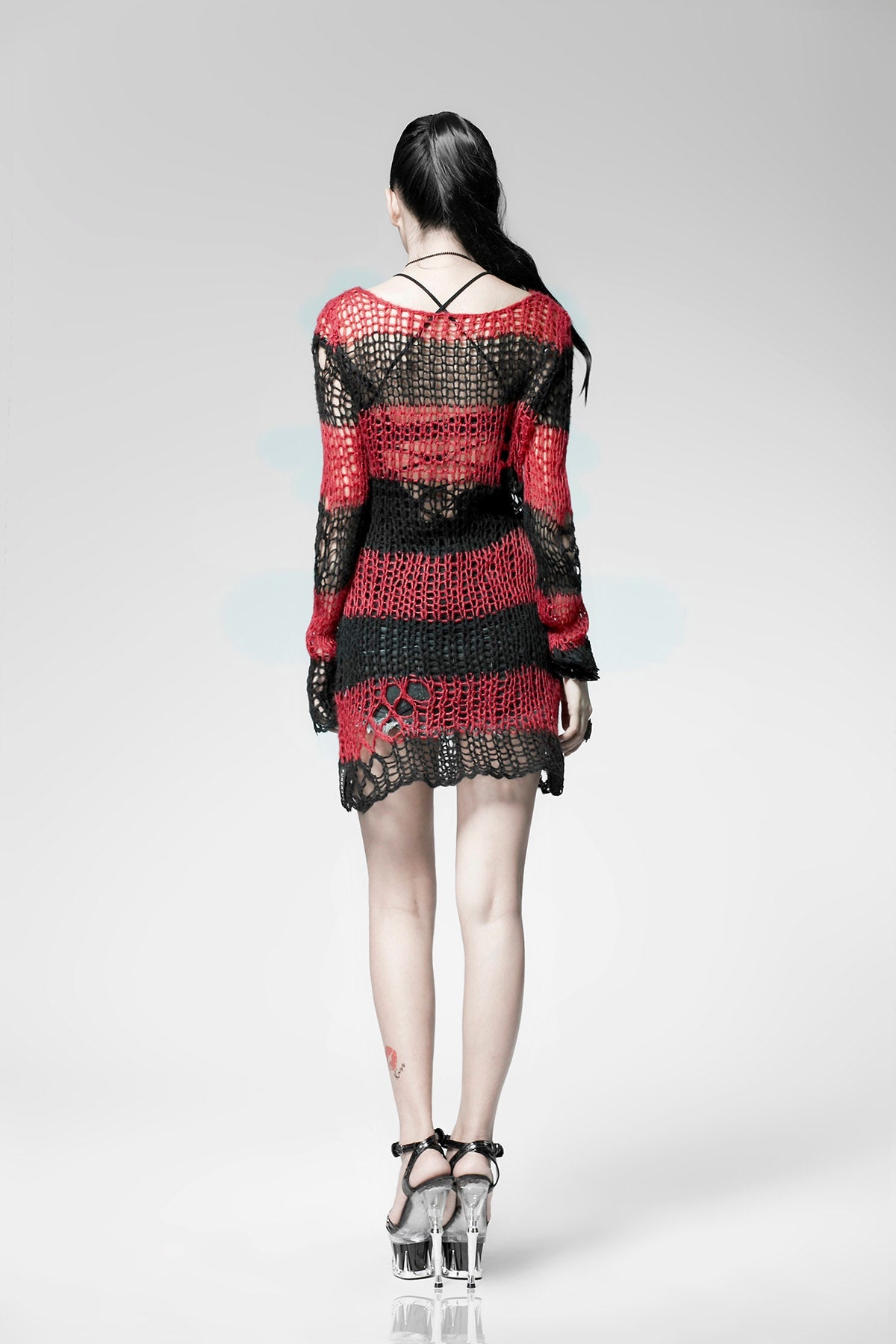 Round Collar Long Sleeves Print Ripped Women's Steampunk Sweater 3 Colors