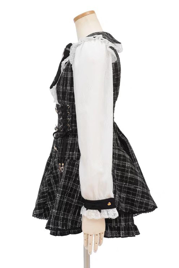 Black/White Japanese Lace Sweet Jirai Kei Dress Blouse Shorts Set