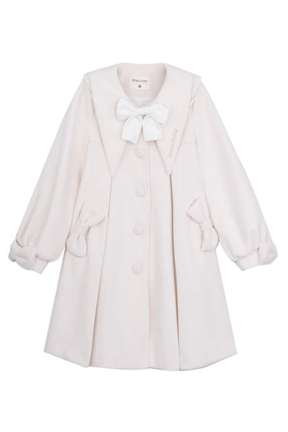 White Pointed Collar Long Sleeves Bowknot Sweet Lolita Coat