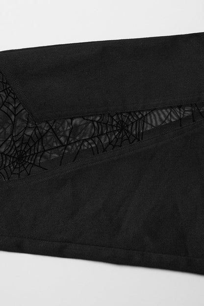 Spiderweb Claw Print Mesh Women's Gothic Flared Pants 2 Colors