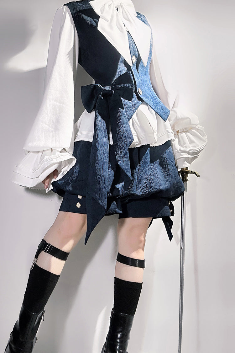 Blue [Rabbit Hunt] Bowknot Vintage Prince Ouji Lolita Vest