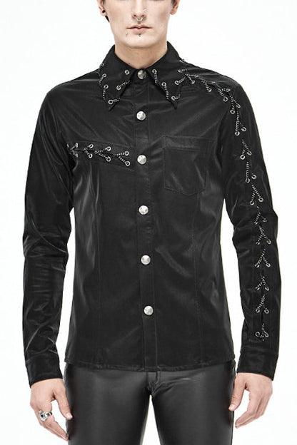 Black Rock Drawstring Mens Punk Blouse