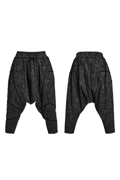 Black Stripes Print Baggy Men's Punk Pants
