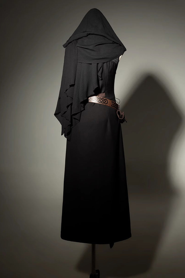 Black/Grey [Phantom of the Night] Sleeveless Lace-Up Fashion Gothic Punk Lolita Dress