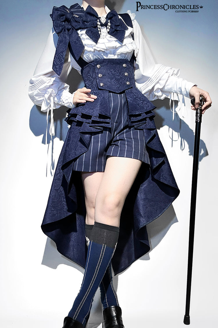 Blue Rabbit Theater Vertical Stripes Print Ouji Fashion Sweet Prince Cool Lolita Shorts