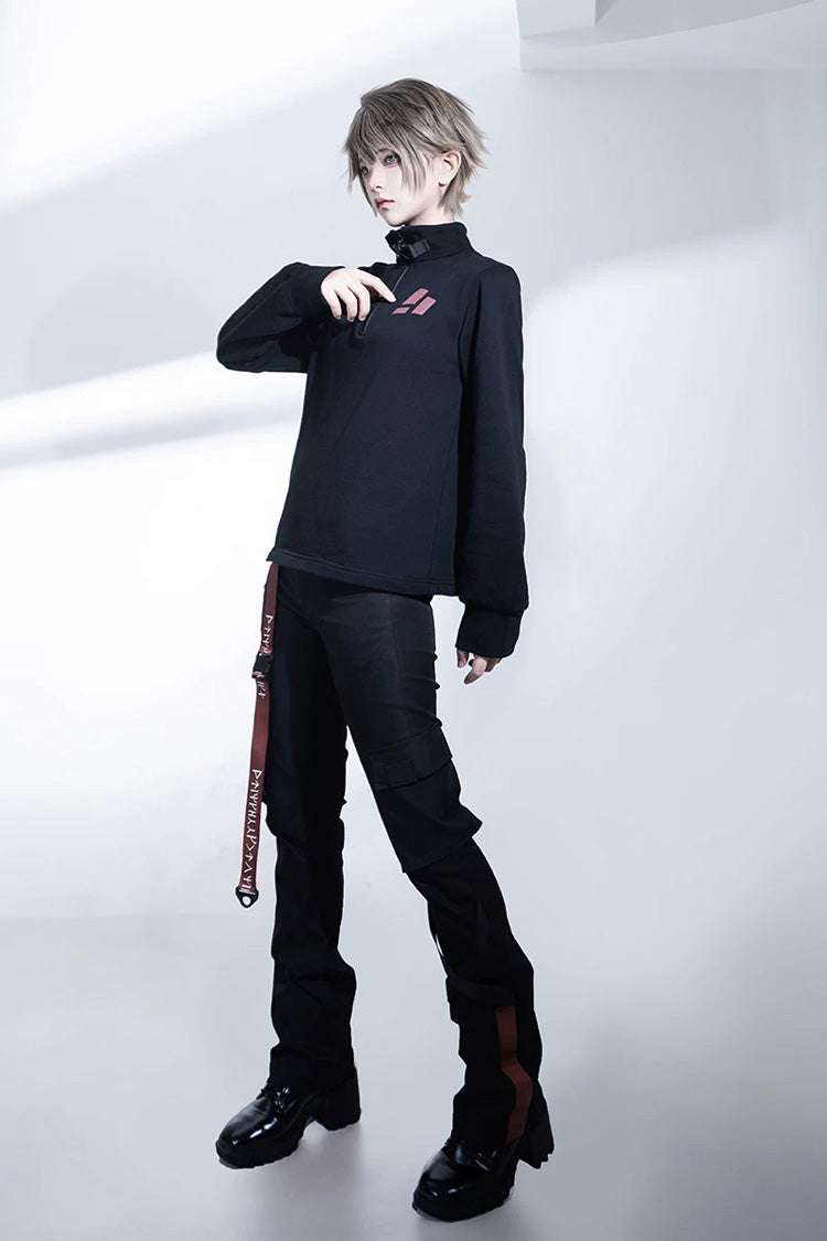 Black [Nameless Blade] Stand Collar Long Sleeves Gothic Prince Ouji Lolita Pants Set