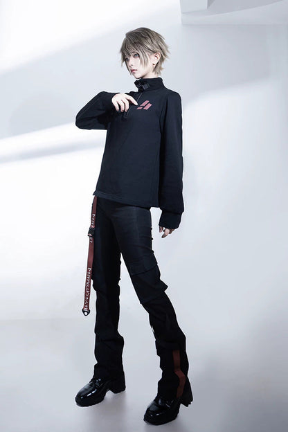 Black [Nameless Blade] Stand Collar Long Sleeves Gothic Prince Ouji Lolita Pants Set