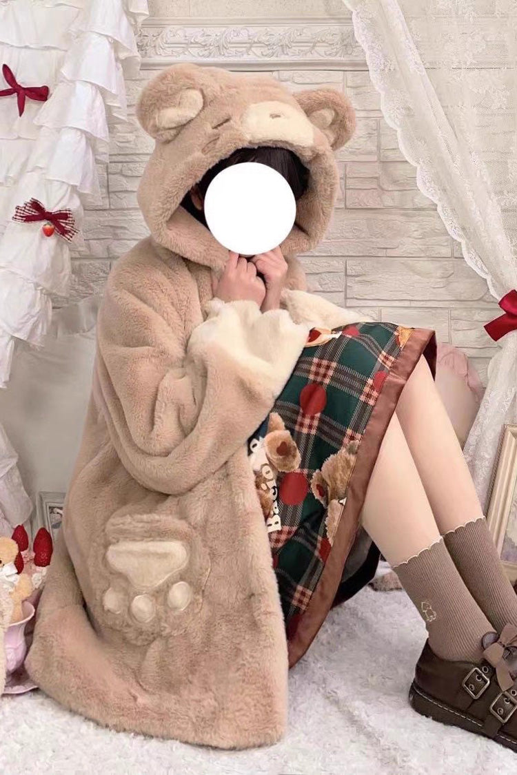 [Sleepy Bear and Cat] Long Sleeves Hooded Sweet Lolita Coat 3 Versions