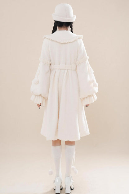 Light Beige Single Breasted Long Sleeves Bowknot Sweet Lolita Coat