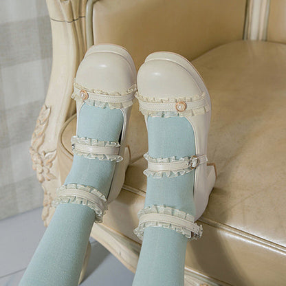 Frill Lace Simplicity Elegant Thick Heel Classic Lolita Shoes