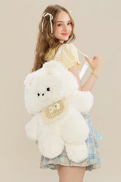 White Cute Samoyed Plush Toy Sweet Lolita Dog Backpack