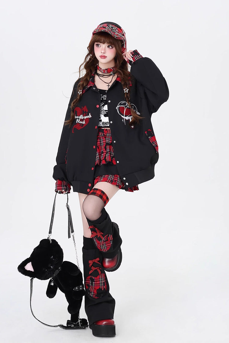 Long Sleeves Embroidery Stitching Gothic Japanese Jirai Kei Coat 2 Colors