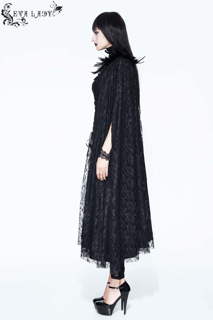 Black Palace Style Lace Long Women's Gothic Cloak