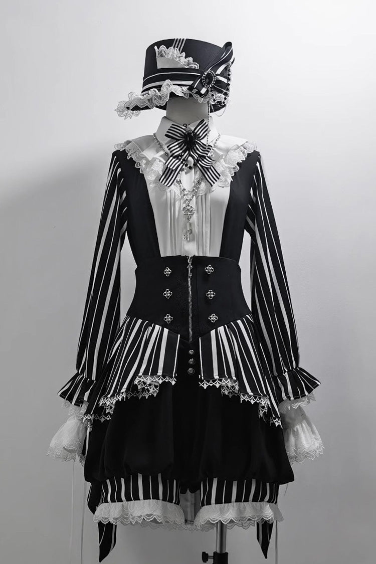 Black/White Wonderful Trick Print Lace Ouji Fashion Elegant Lolita Blouse