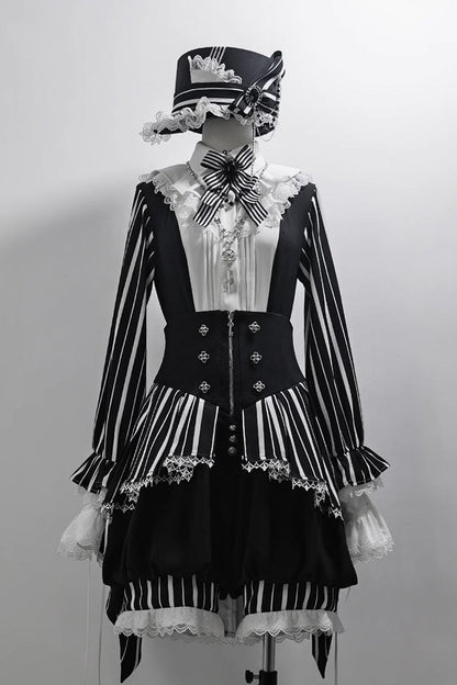Black/White Wonderful Trick Print Lace Ouji Fashion Elegant Lolita Blouse