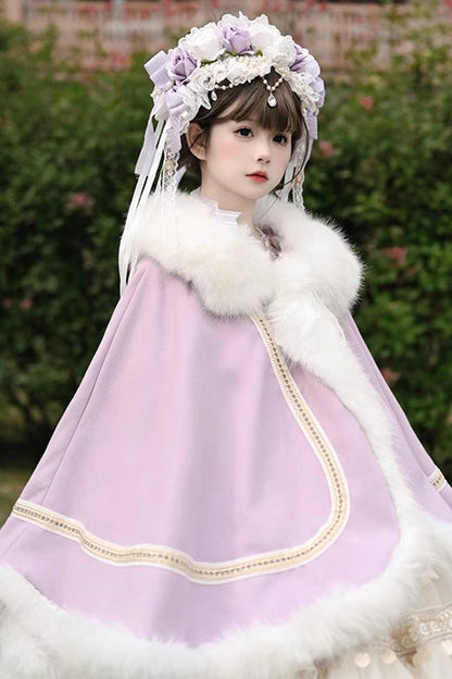 [Snowflake Ballad] Sweet Princess Fur-Collar Lolita Coat Cloak 7 Colors