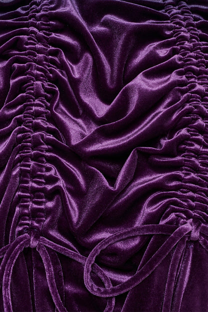 Black/Purple Drawstring Long Sleeves Gradient Women's Gothic Dress