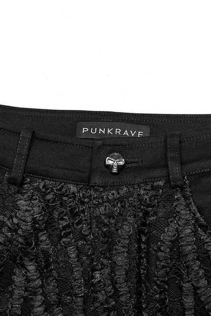 Black Stitching Lace Slim Women's Gothic Flared Pants