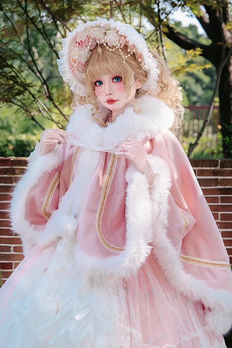 [Snowflake Ballad] Sweet Princess Fur-Collar Lolita Coat Cloak 7 Colors
