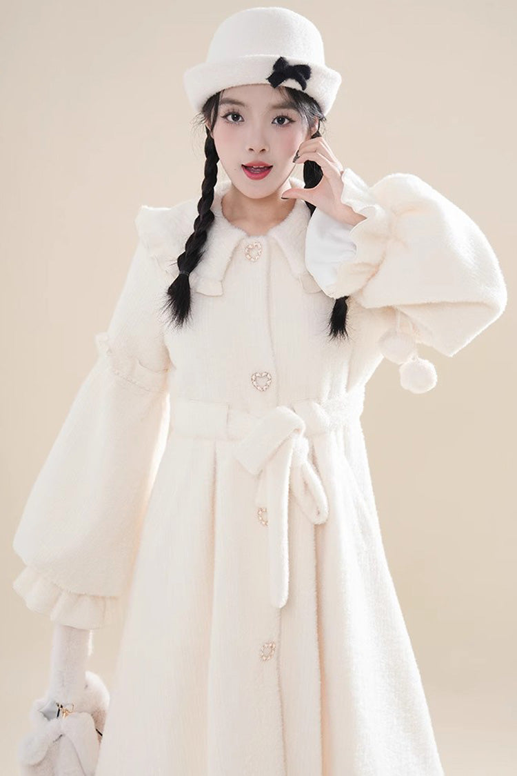 Light Beige Single Breasted Long Sleeves Bowknot Sweet Lolita Coat