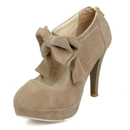 Elegant Pure Color Bowknot Round-toe Sweet Lolita High Heel Shoes