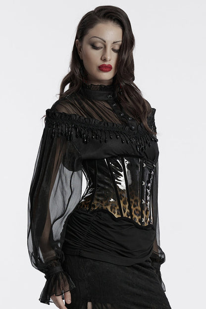 Black/Coffee Gradient Patent Leather Women's Gothic Underbust Corset