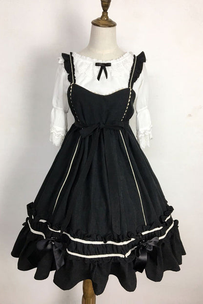 Black Ruffle Bowknot Gothic Vintage Lolita Jsk Dress