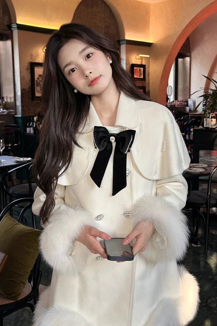 White Long Sleeves Bowknot Sweet Elegant Princess Lolita Cloak Coat