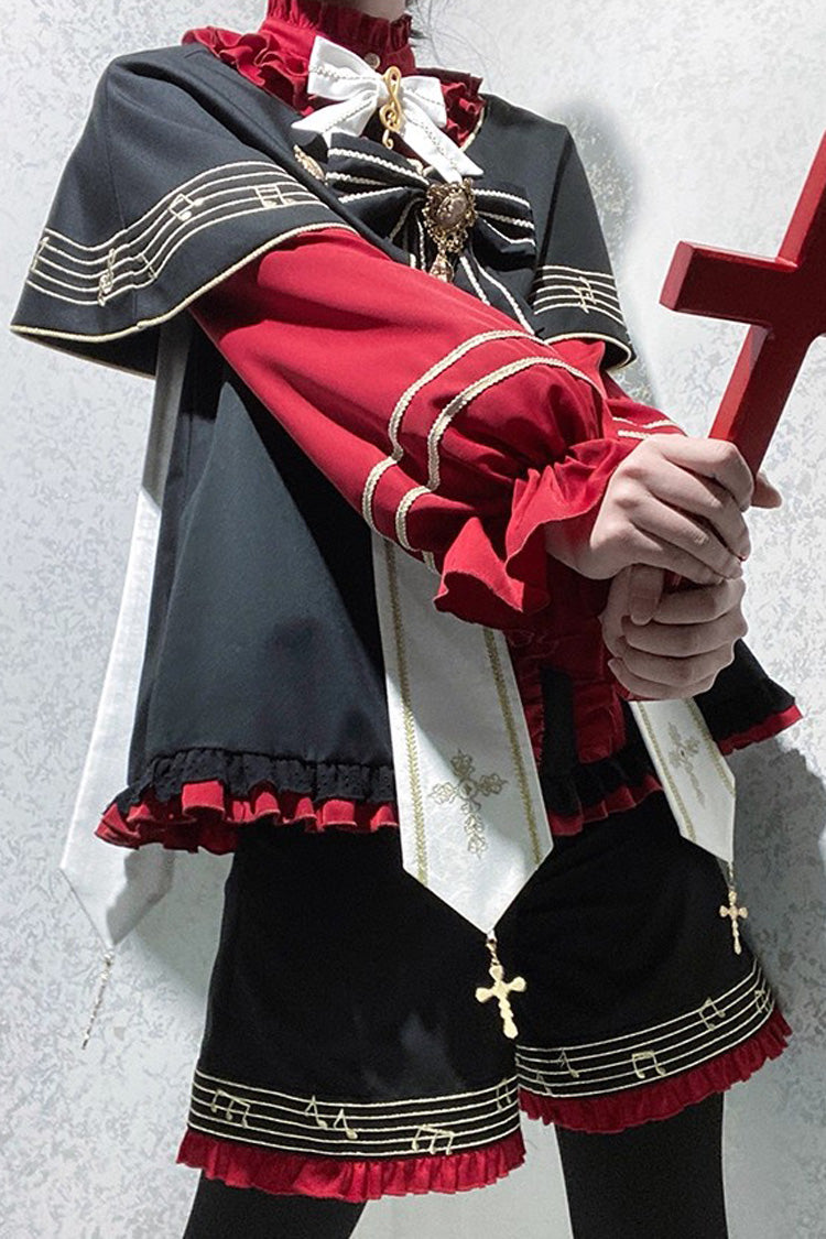Black/Red [The Choir of The Church] Ouji Fashion Gothic Prince Lolita Set (Younger Brother Version)