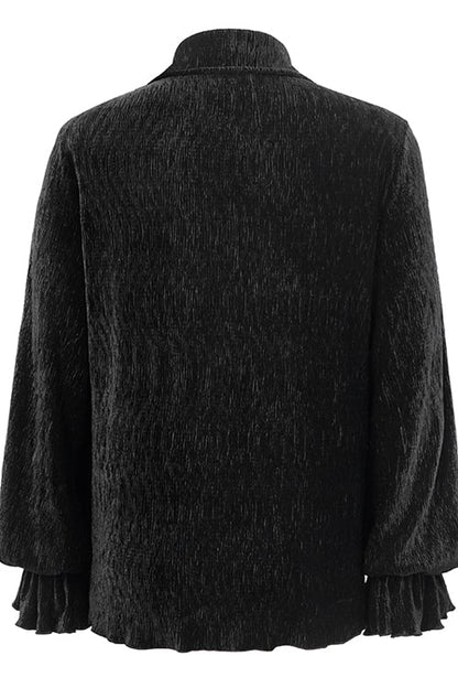 Black Velvet Elastic Lantern Sleeves Mens Gothic Blouse