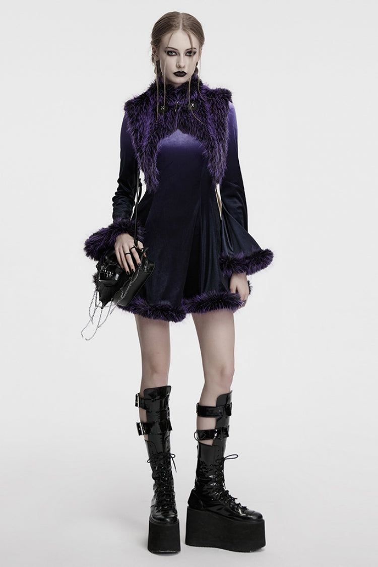 Black/Purple Long Sleeves Gradient Women's Gothic Dress