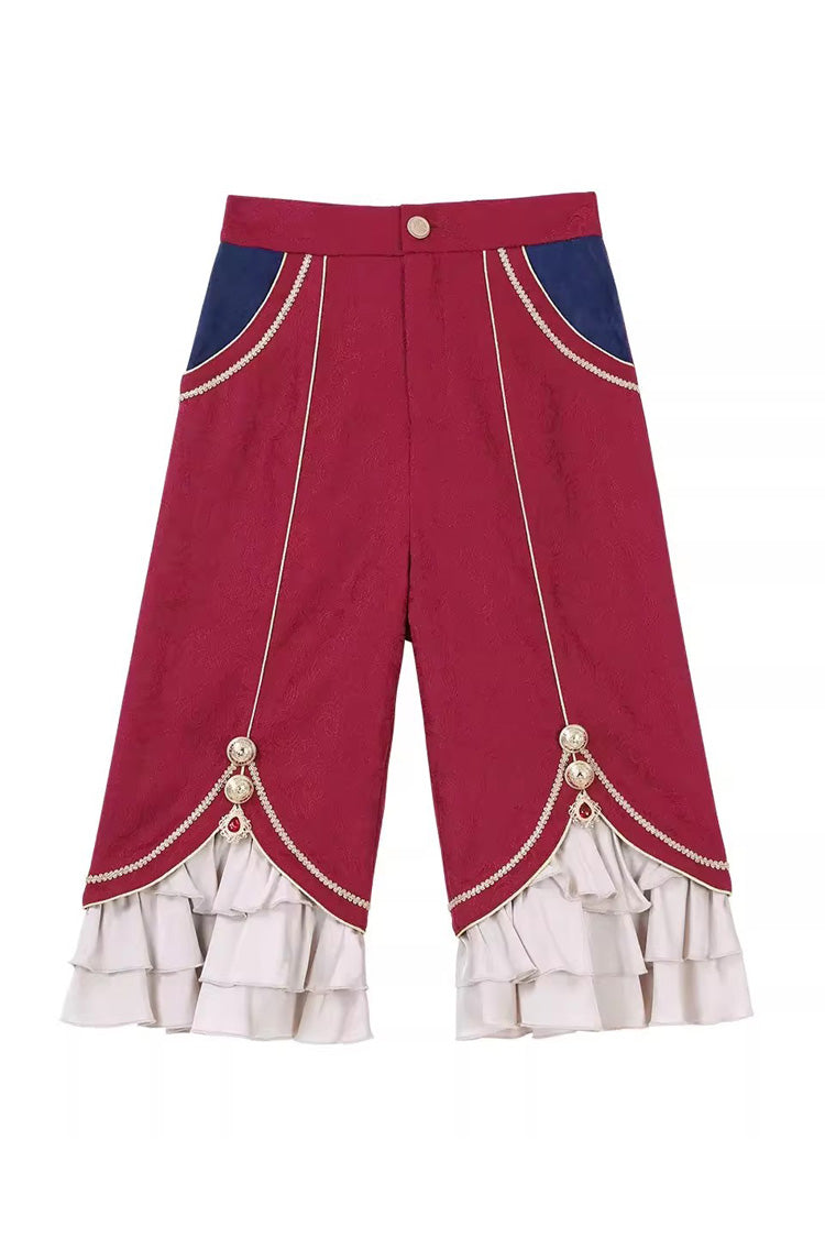 Red/Blue [Royal Glory] Stand Collar Long Sleeves Ruffled Embroidered Gothic Vintage Prince Palace Ouji Lolita Set