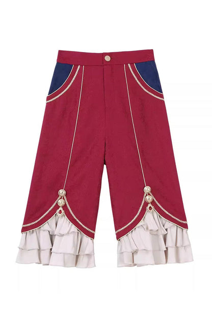 Red/Blue [Royal Glory] Stand Collar Long Sleeves Ruffled Embroidered Gothic Vintage Prince Palace Ouji Lolita Set