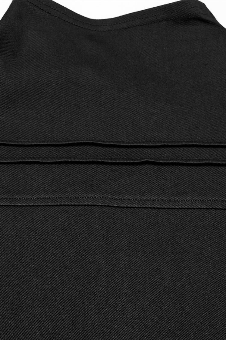 Black Stand Collar Long Sleeves Asymmetric Zipper Men's Punk Blouse