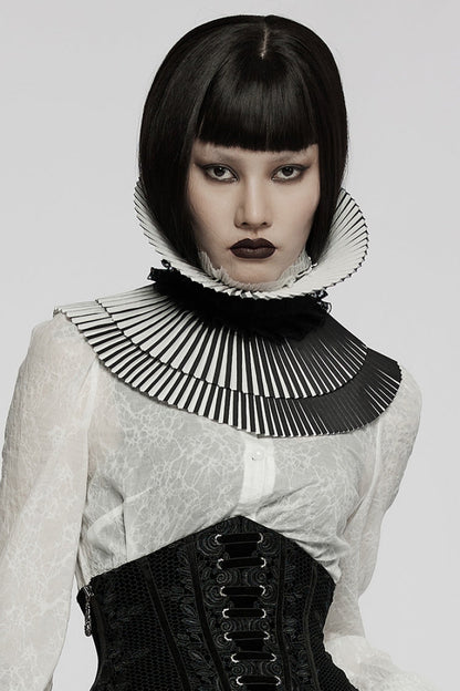 Black/White Stripe Print Bowknot Detachable Women's Gothic Neckwear