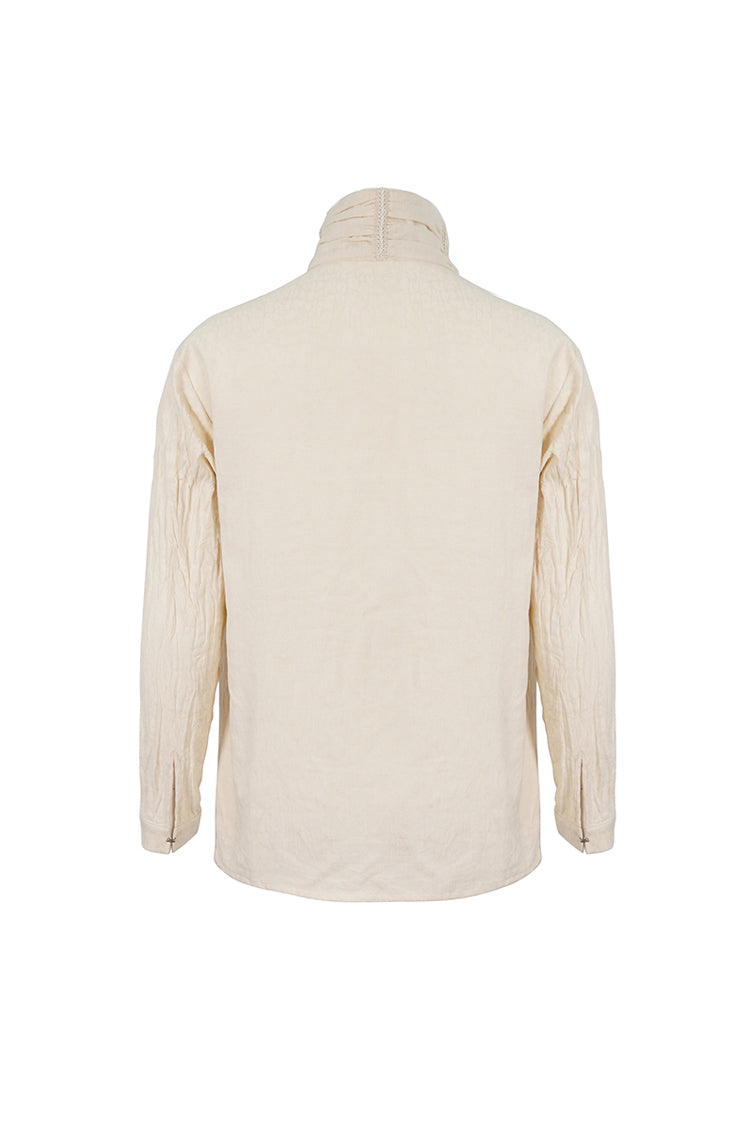 Stand Collar Ruched Men's Gothic Shirt