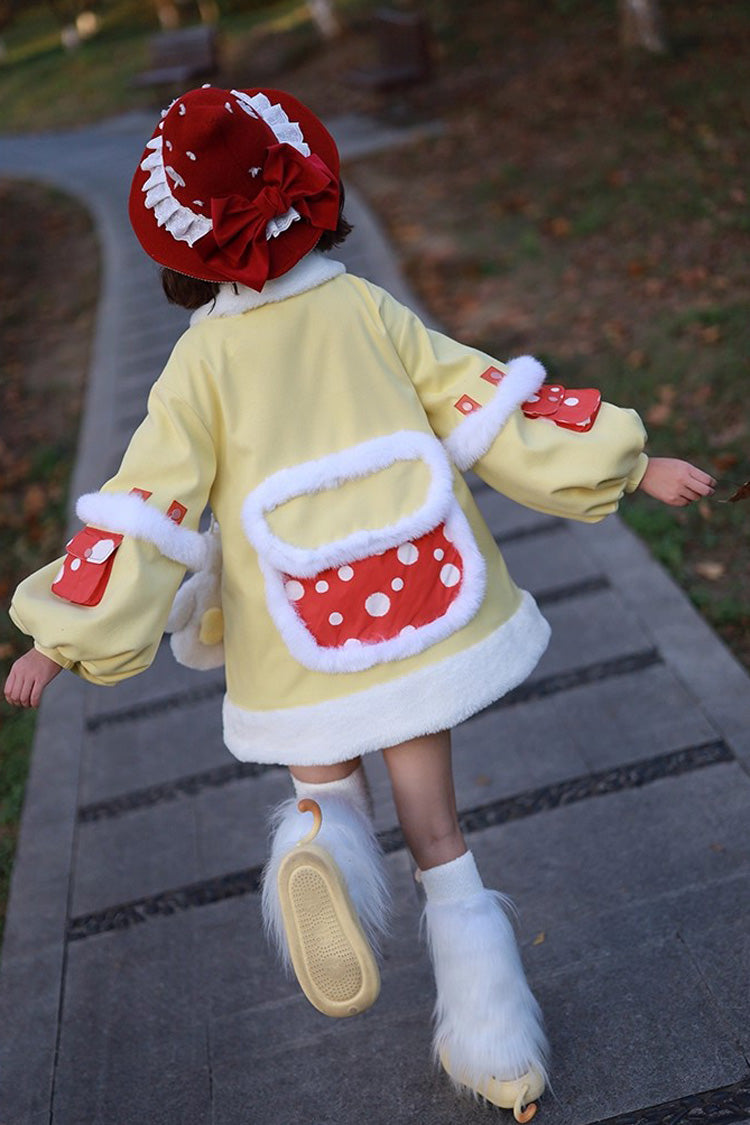Yellow [Mushroom House] Long Sleeves Embroidery Bowknot Sweet Lolita Coat