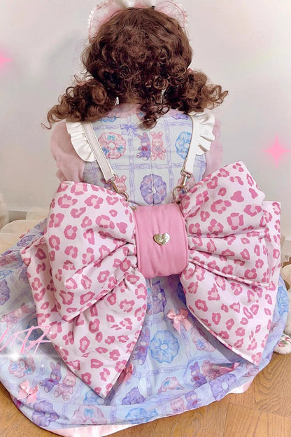 Pink Polka Dot Print Bowknot Shaped Sweet Lolita Backpack