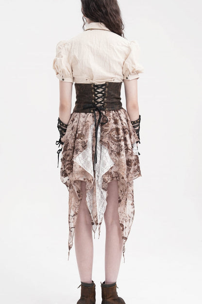 Brown Lace-Up Slim Zippered Women's Punk Underbust Corset
