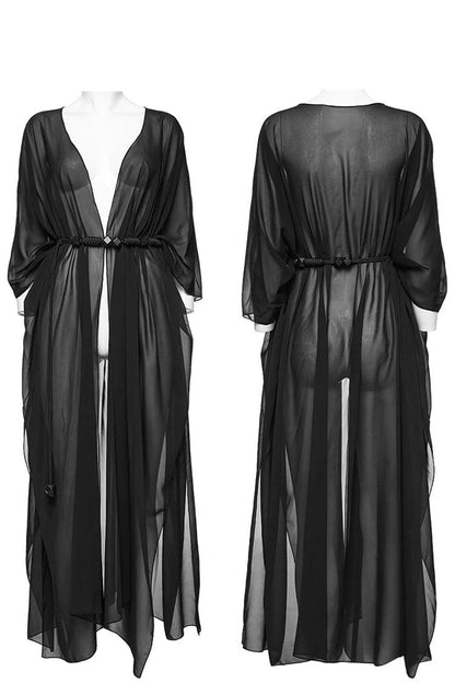 Translucent Loose Ruffle Braided Rope Belt Womens Elegant Gothic Shawl 3 Colors