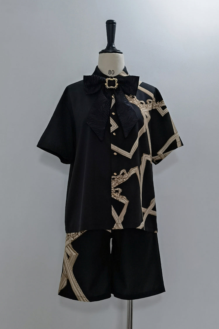 Black [Dream Void Mirror] Print Ouji Fashion Prince Handsome Lolita Shorts