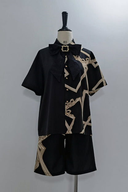 Black [Dream Void Mirror] Print Ouji Fashion Prince Handsome Lolita Shorts