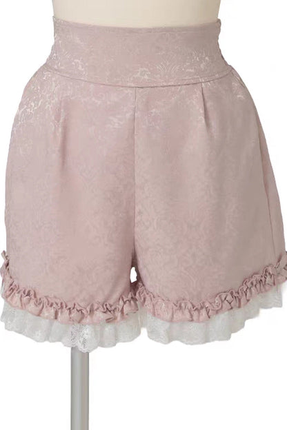 Sweet Lapel Collar Short Sleeves Jacquard Ruffled Bow Lace Jirai Kei Plus Size Japanese Lolita Dress Set 2 Colors