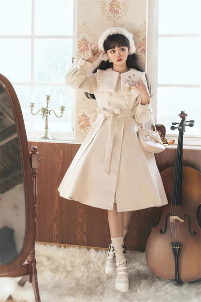 Tulip Long Puff Sleeves Embroidery Slim Sweet Lolita Coat 2 Colors