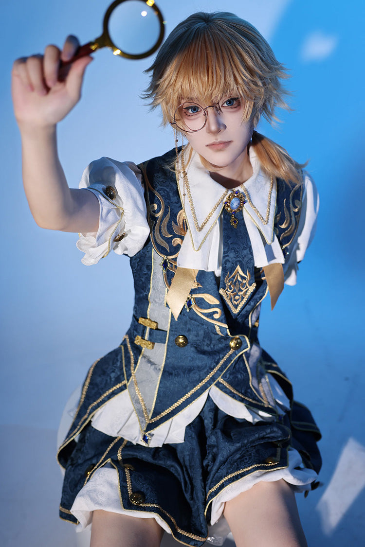 Blue [Contract Magic] Medieval Embroidery Classic Prince Handsome Ouji Lolita Coat