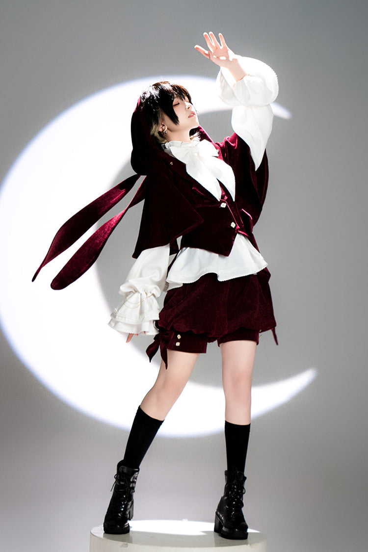 Red [Rabbit Hunt] Rabbit Ears Hooded Sweet Prince Handsome Ouji Lolita Coat